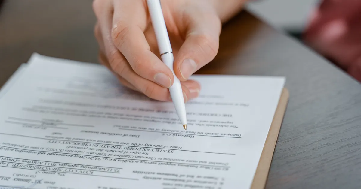 Un contrat en cours de lecture et de signature, en illustration de la définition SEO de SEO white hat et black hat