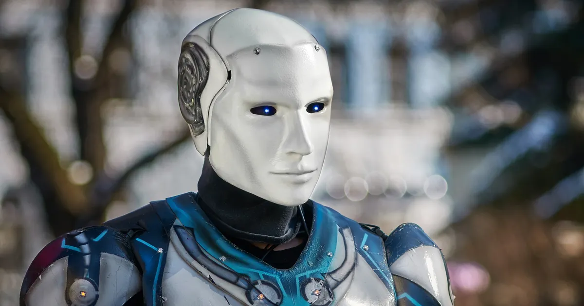 Une machine qui figure un assistant IA, en illustration des logiciels SEO IA / AI-powered SEO comparés sur Trust Agency